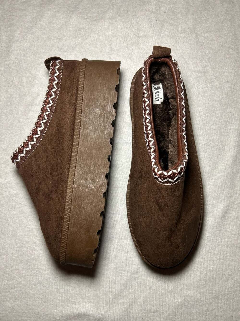 Women's Sheln Brown Suede platform Clog Slippers
